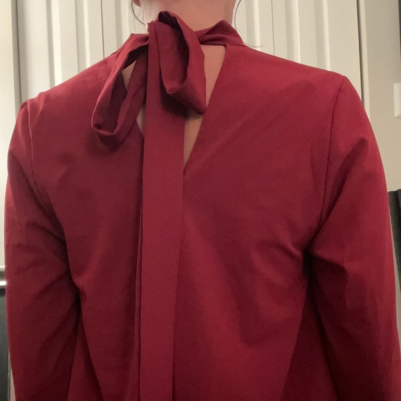 Elegant Burgundy Bell Sleeve Dress - Picture 3 of 4